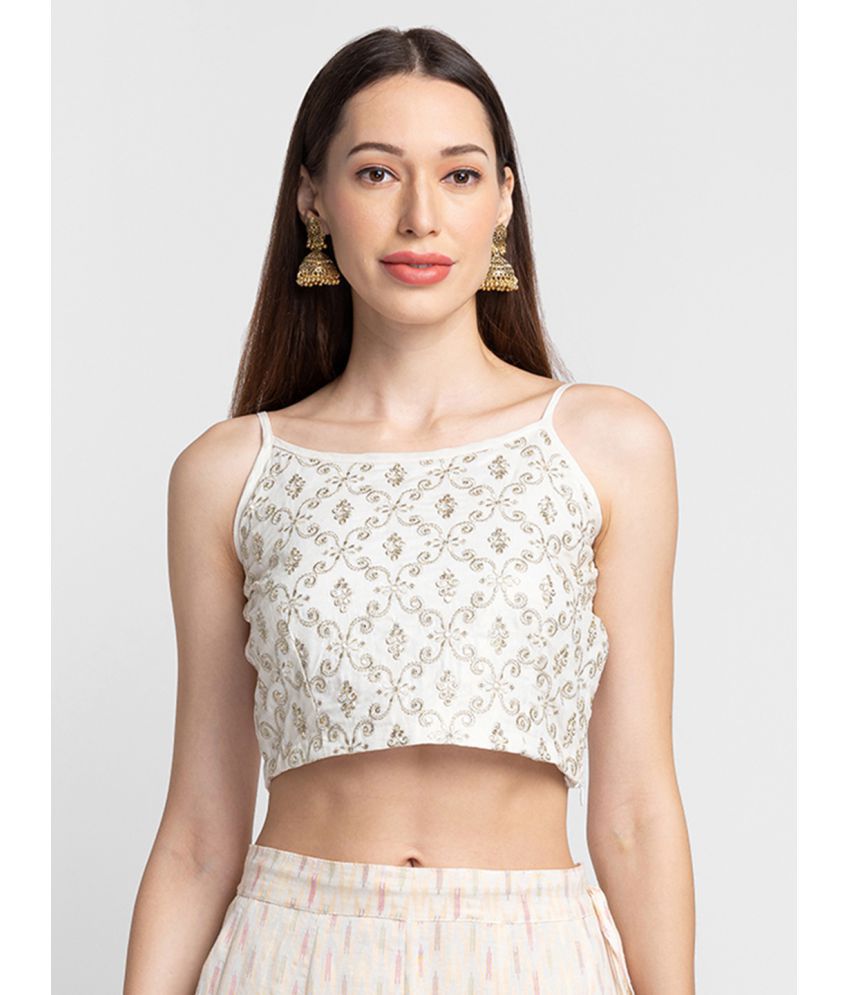     			Globus - Off White Cotton Blend Women's Crop Top ( Pack of 1 )