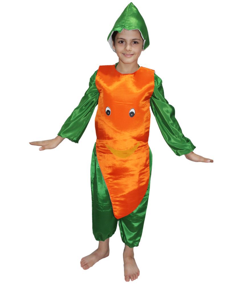     			Kaku Fancy Dresses Carrot Vegetable Costume -Orange & Green, 10-12 Years, for Boys & Girls