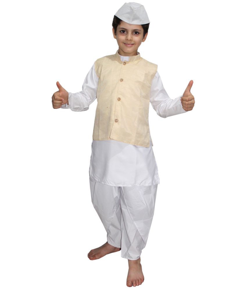     			Kaku Fancy Dresses National Hero/ Freedom Fighter Lal Bahadur Shastri Costume -White, 3-4 Years, For Boys
