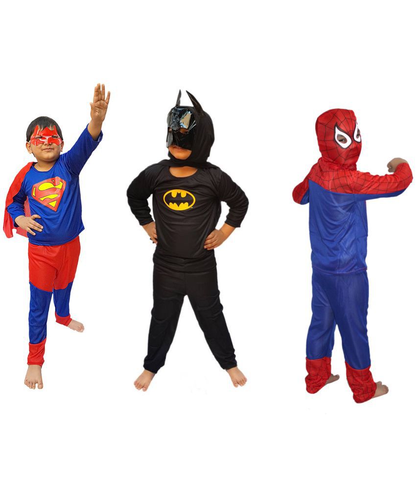     			Kaku Fancy Dresses Super Heros Costume Combo -Multicolor, 7-8 Years, For Boys