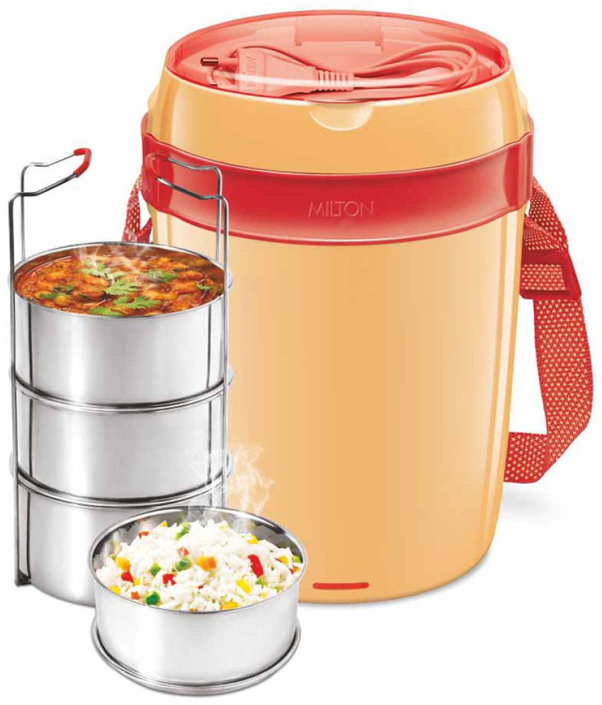    			Milton Futron Stainless Steel Electric Lunch Box, 4 Containers, 360 ml, Orange