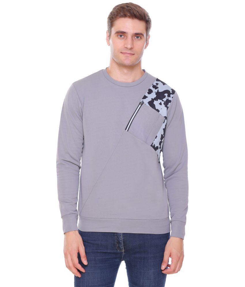     			RF RAVES - Grey Cotton Blend Regular Fit Men's Sweatshirt ( Pack of 1 )