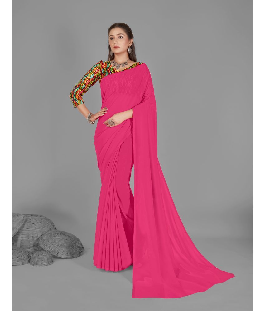     			ANAND SAREES - Pink Georgette Saree With Blouse Piece ( Pack of 1 )