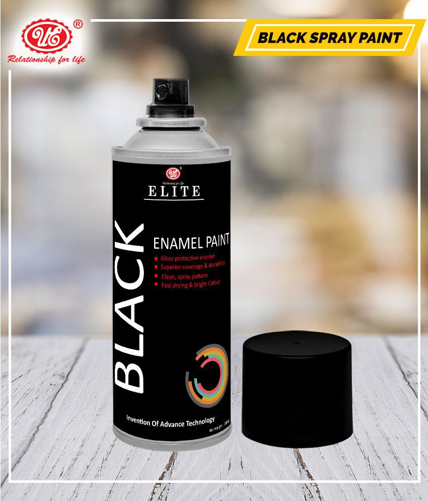     			UE Elite Enamel Multipurpose Black Spray Paint Can for Cars and Bikes-500ml
