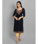 Femvy - Black Georgette Women's Straight Kurti ( Pack of 1 )