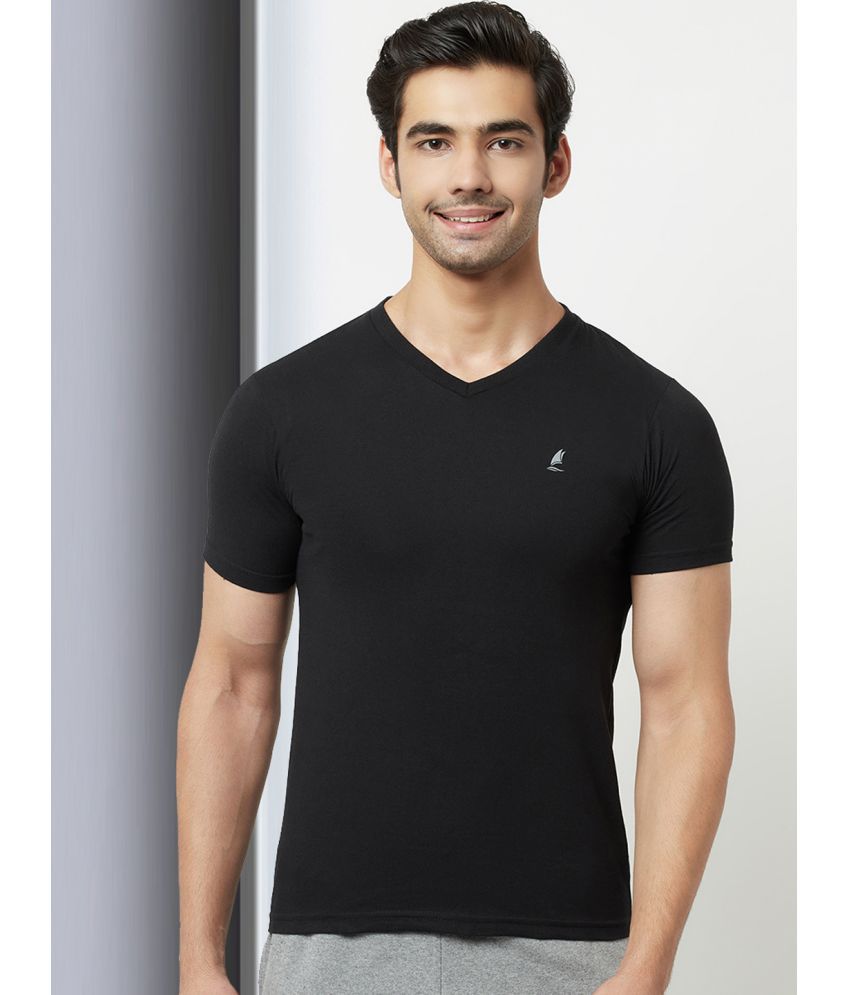     			HARBOR N BAY - Black Cotton Blend Regular Fit Men's T-Shirt ( Pack of 1 )