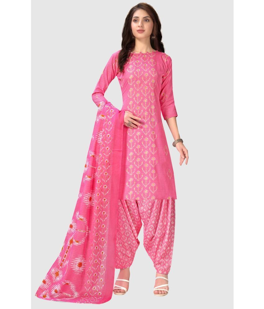     			Rajnandini - Unstitched Pink Cotton Blend Dress Material ( Pack of 1 )