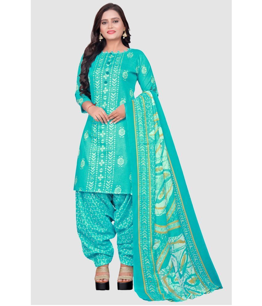     			Rajnandini - Unstitched Sea Green Cotton Blend Dress Material ( Pack of 1 )