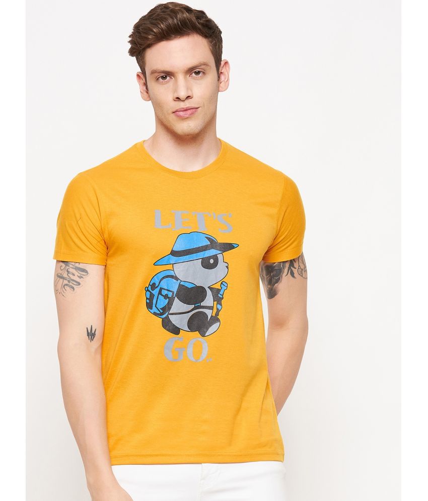     			Lycos - Mustard Cotton Regular Fit Men's T-Shirt ( Pack of 1 )