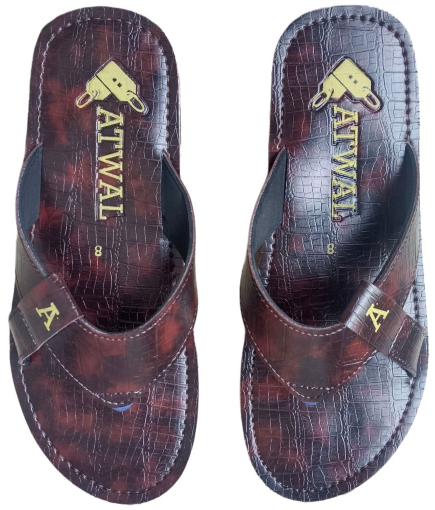     			Atwal - Brown Men's Thong Flip Flop