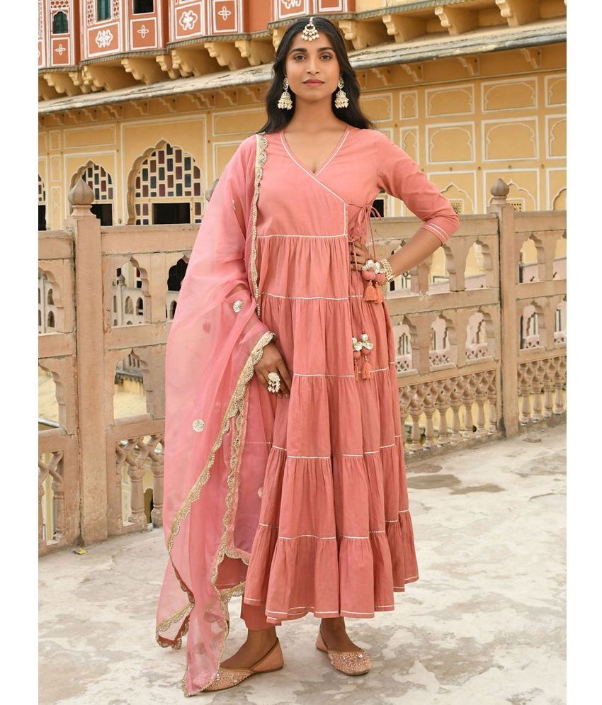     			Janasya - Coral Angrakha Cotton Women's Stitched Salwar Suit ( Pack of 1 )