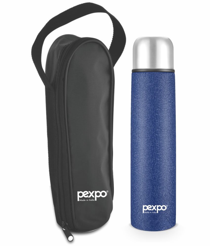     			Pexpo 750ml 18 Hrs Hot and Cold Flask with Zipper-bag, Flip Pro 750ml Vacuum Water Bottle (Pack of 1, Blue)