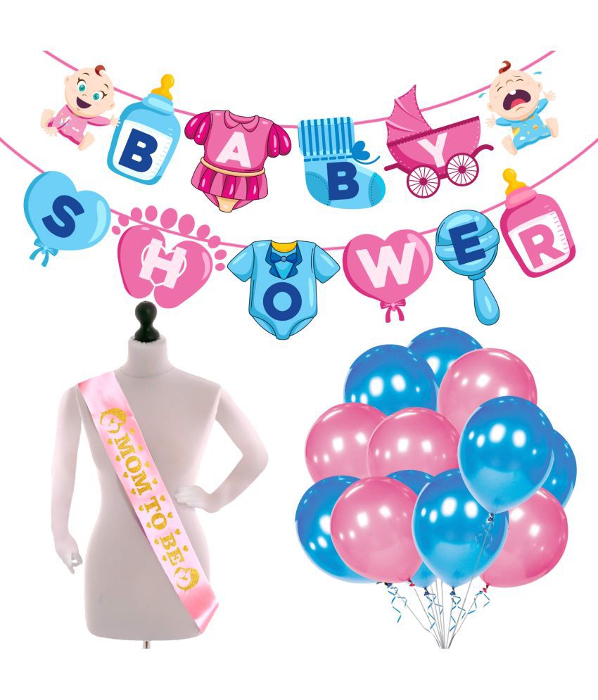     			Zyozi Baby Shower Decorations,Baby Shower Party Supplies Included Baby Shower Letter Banner, Sash and Balloons for Baby Shower Theme Party Favors (Pack of 27)