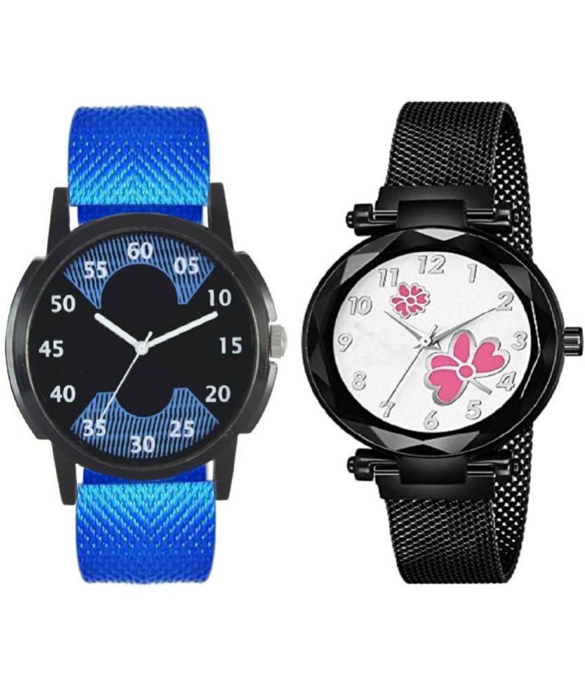     			newmen - Blue PU Analog Couple's Watch