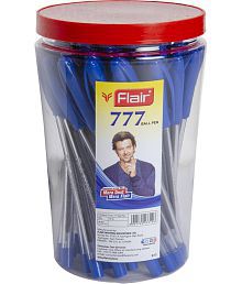Flair 777 Smooth Writing Ball Pen | Light Weight Ball Pen with Comfortable Grip for Extra Smooth Writing | Smooth Ink Flow | Ideal for School, Collage, Office | Blue, Pack of 1 x 50 Pcs Jar Set