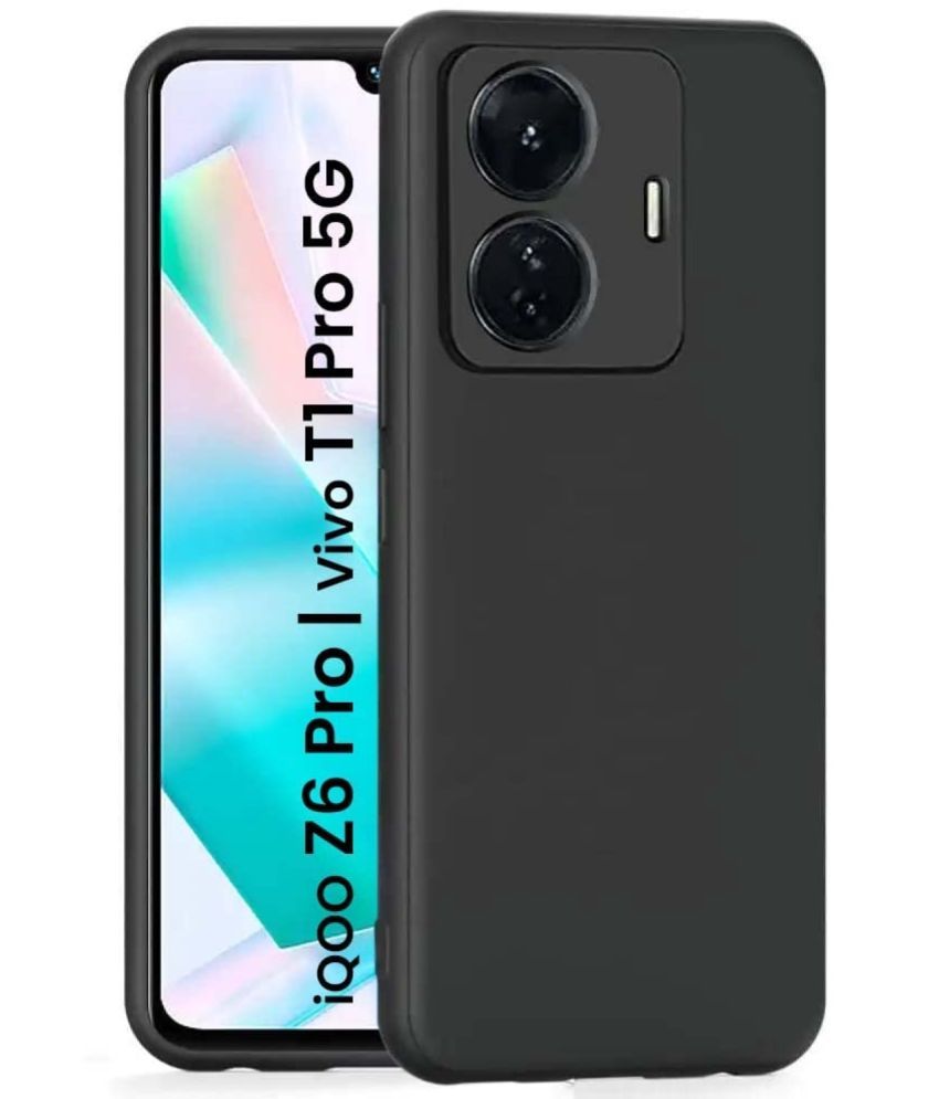     			Case Vault Covers - Black Silicon Plain Cases Compatible For Vivo T1 Pro 5G ( Pack of 1 )