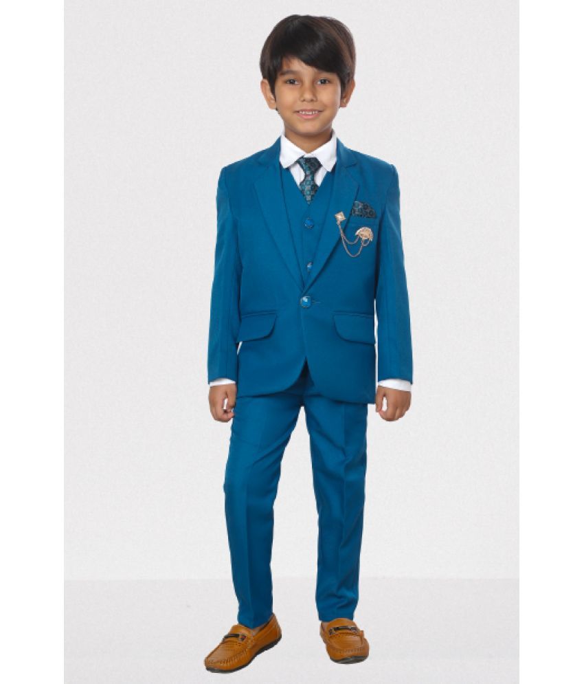     			DKGF Fashion - Turquoise Polyester Boys Suit ( Pack of 1 )