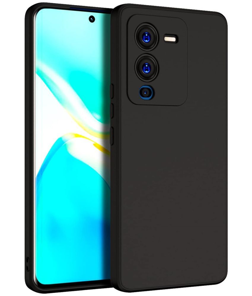     			ZAMN - Black Silicon Plain Cases Compatible For Vivo v25 pro ( Pack of 1 )