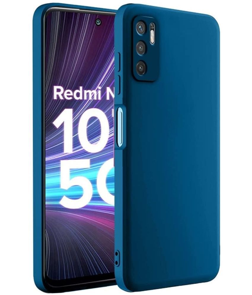     			ZAMN - Blue Silicon Plain Cases Compatible For Redmi Note 10T 5G ( Pack of 1 )