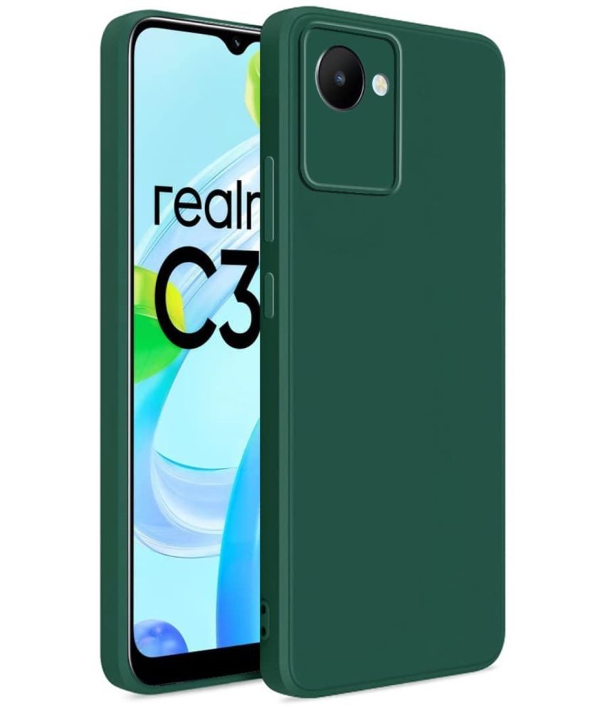     			ZAMN - Green Silicon Plain Cases Compatible For Realme C30s ( Pack of 1 )