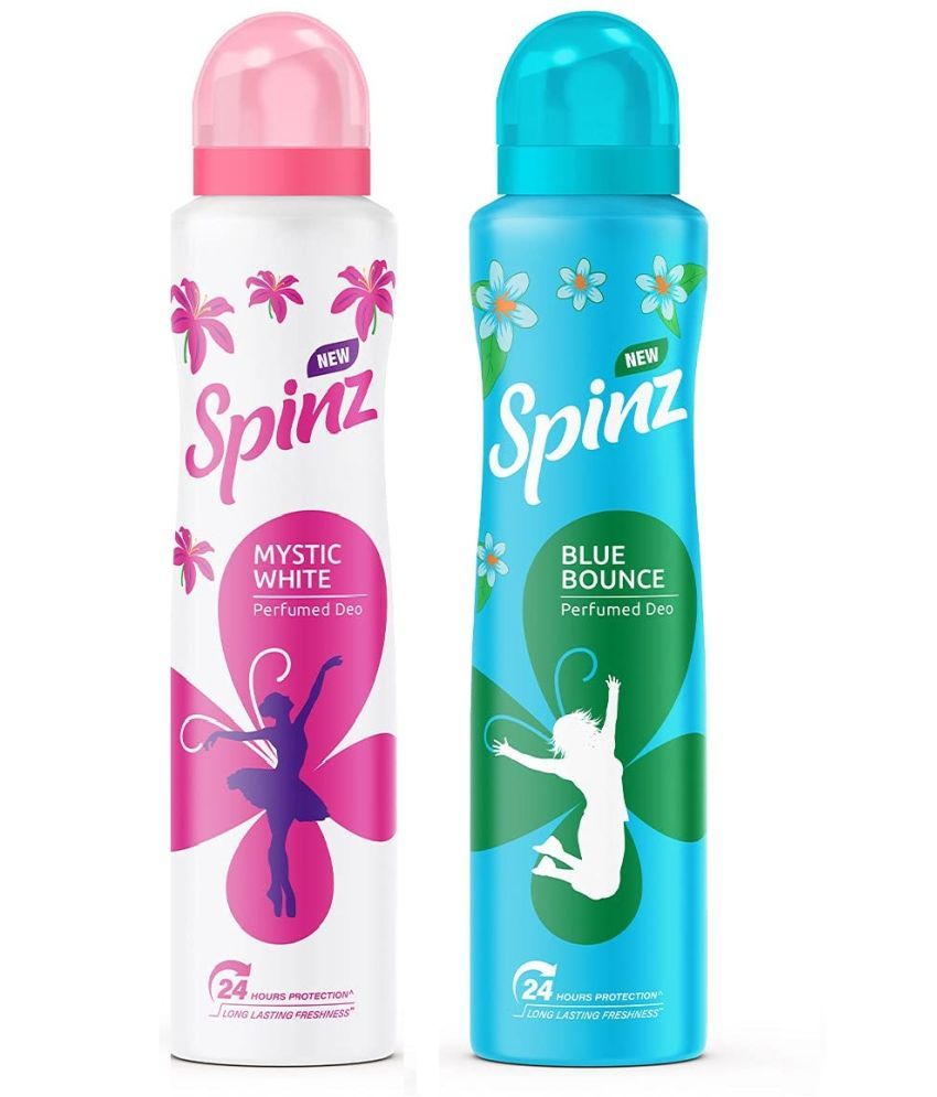     			Spinz - BLUE BOUNCE&MYSTIC WHITE DEODORANT Deodorant Spray for Unisex 300 ml ( Pack of 2 )