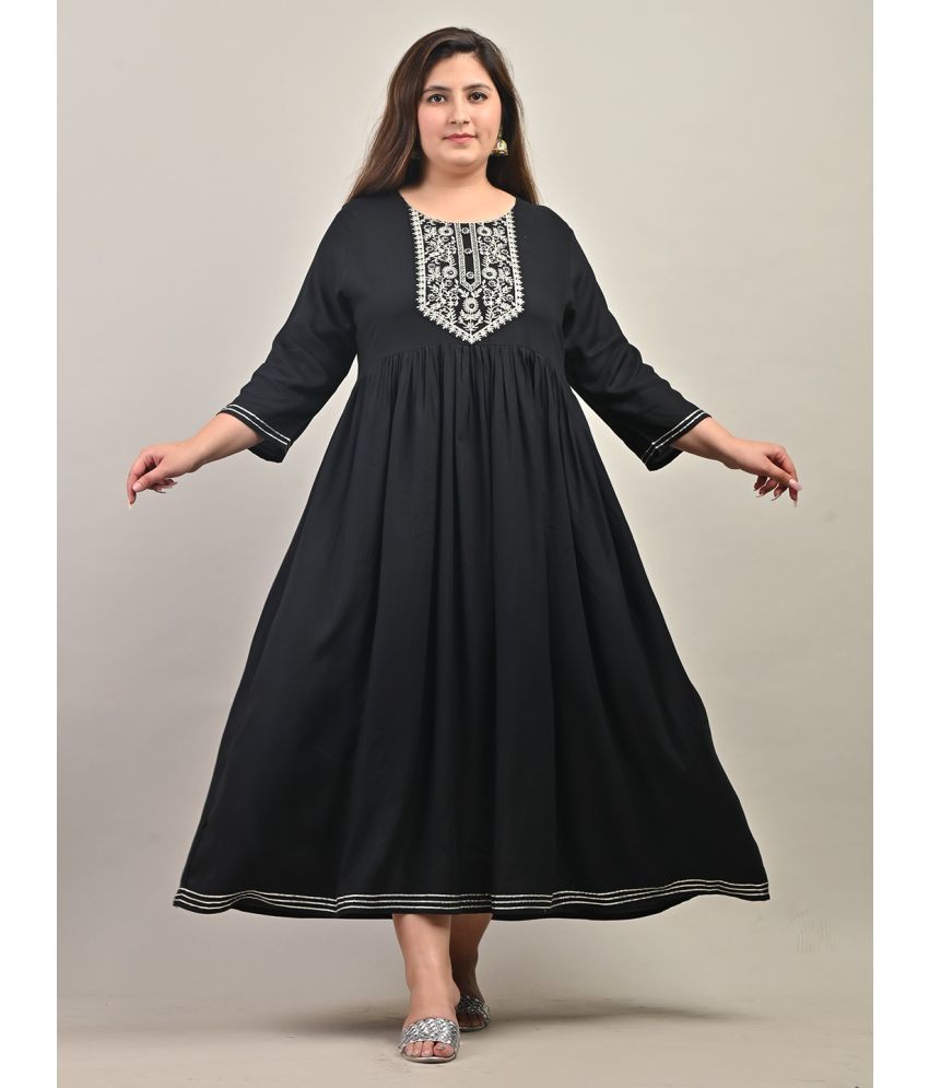     			Swasti - Black Cotton Blend Women's Anarkali Kurti ( Pack of 1 )