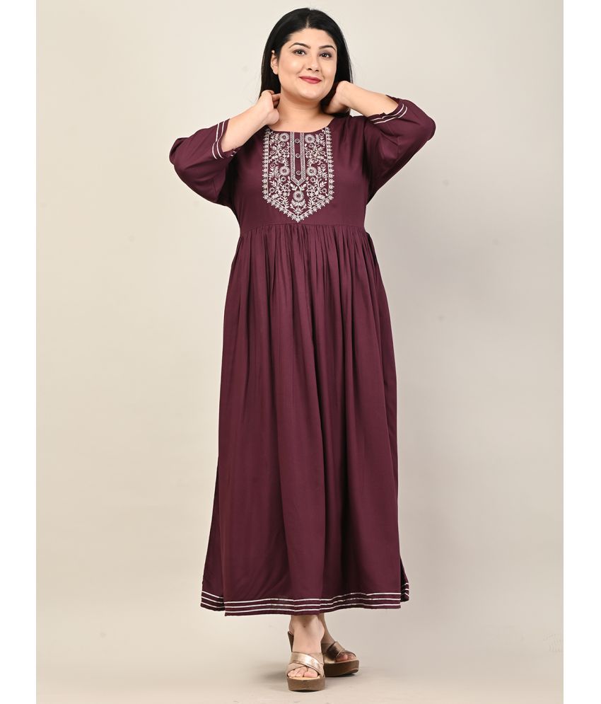     			Swasti - Purple Cotton Blend Women's Anarkali Kurti ( Pack of 1 )