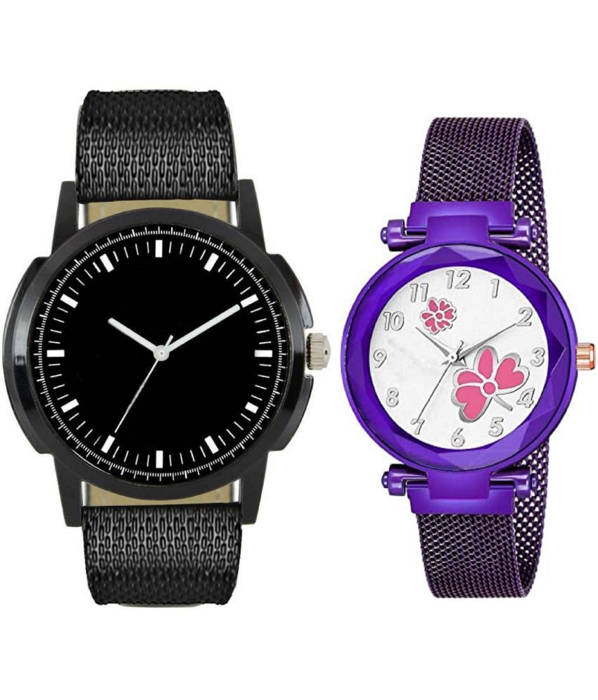     			newmen - Black PU Analog Couple's Watch