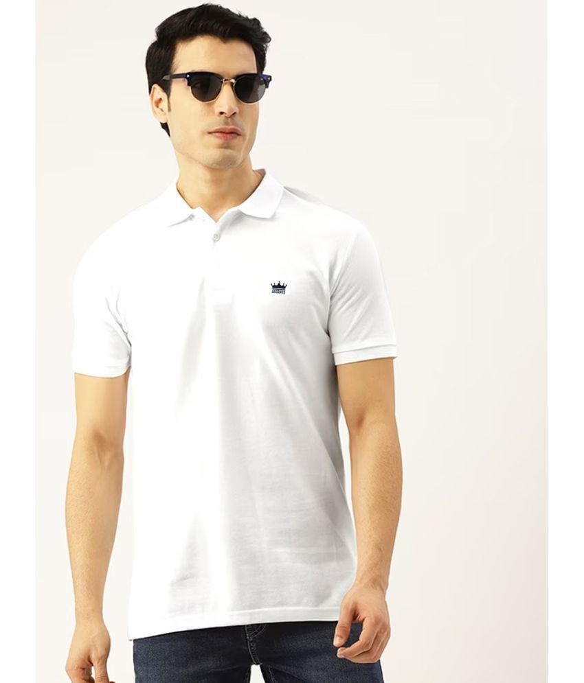     			ADORATE Pack of 1 Cotton Blend Regular Fit Solid Half Sleeves Men's Polo T Shirt ( White )