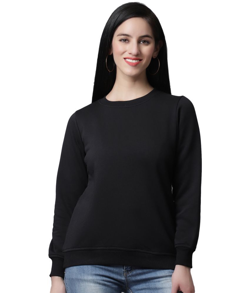     			Rute Cotton - Fleece Black Non Hooded Sweatshirt