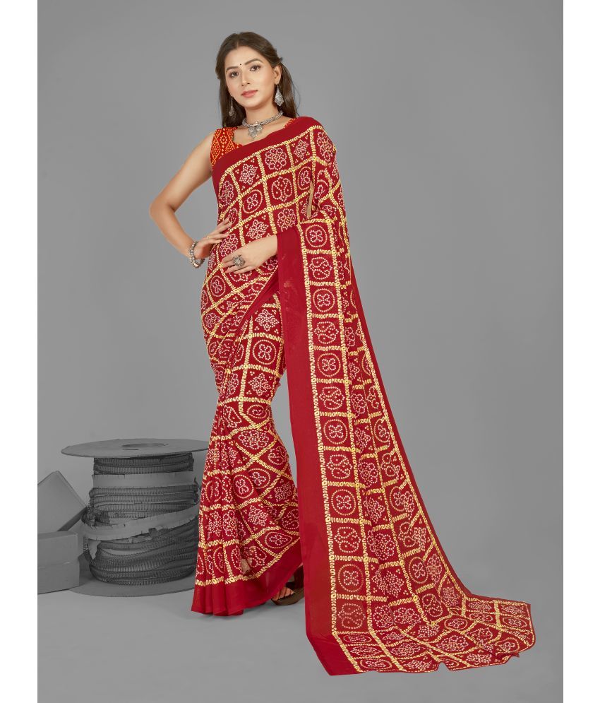     			ANAND SAREES - Red Georgette Saree With Blouse Piece ( Pack of 1 )