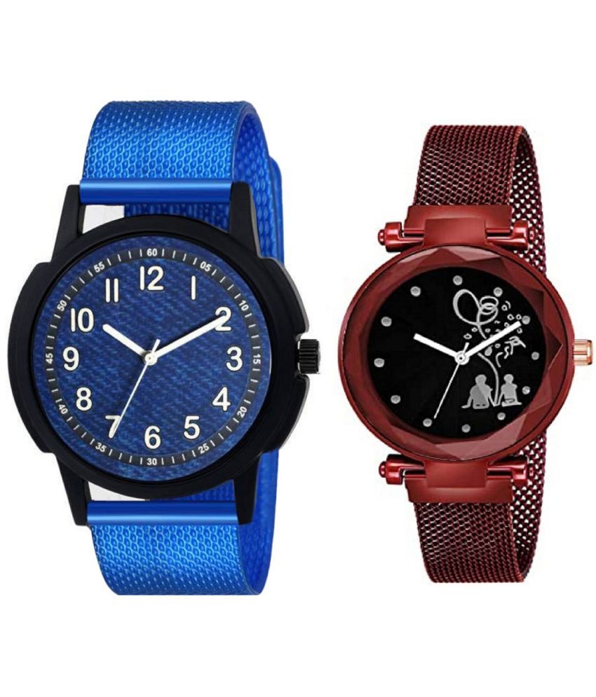     			newmen - Blue PU Analog Couple's Watch