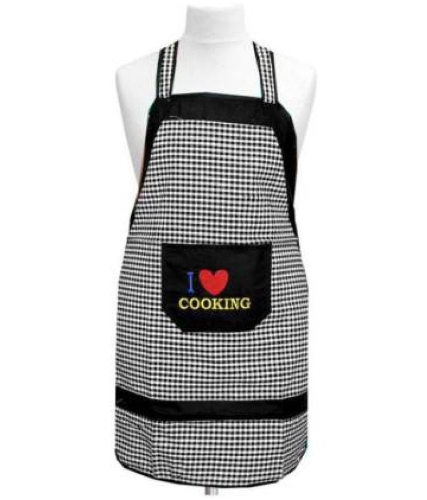 HOMETALES - Cotton Checks Kitchen Apron with 1 Center Pocket ( Pack of 1 )