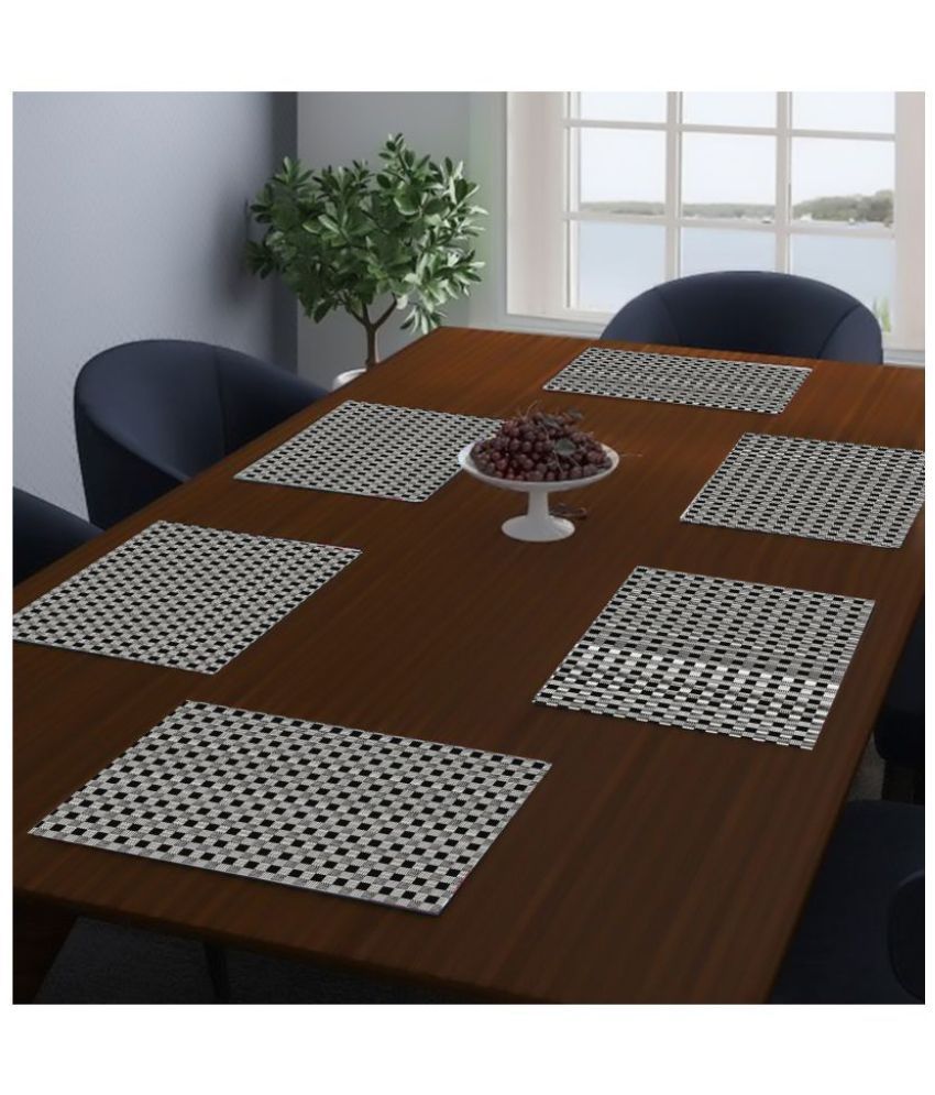     			HOMETALES - Gray Printed PVC 6 Seater Table Mats ( Pack of 6 )