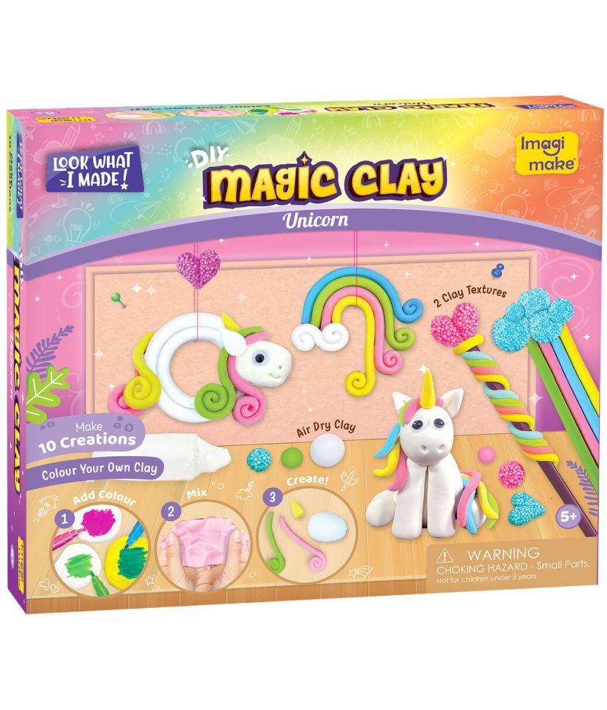     			Imagimake Magic Clay | Colour & Create | Unicorn Craft Kit | Air Dry Clay For Art & Craft | Make 10 Super Clay Creations | Birthday Gift For 5,6,7,8 Year Old Girls & Boys