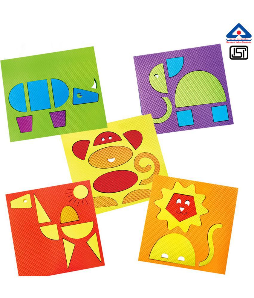     			Imagimake Make with Shapes Activity Kit and Puzzle (3 Years +) to Learn Shapes, Sizes and Fine Motor Skills, Animal Theme, 8 mm Foam