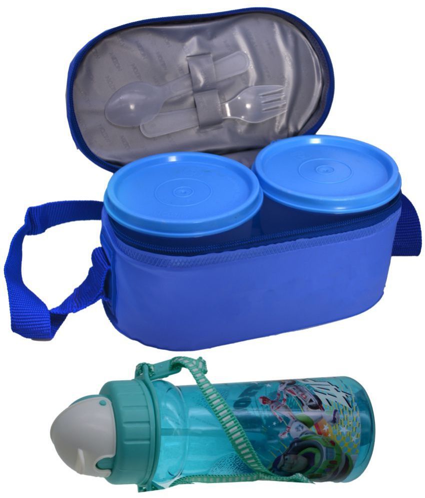     			JMALL - with Bottle Assorted Plastic Lunch Box ( Pack of 2 ) 450 ml