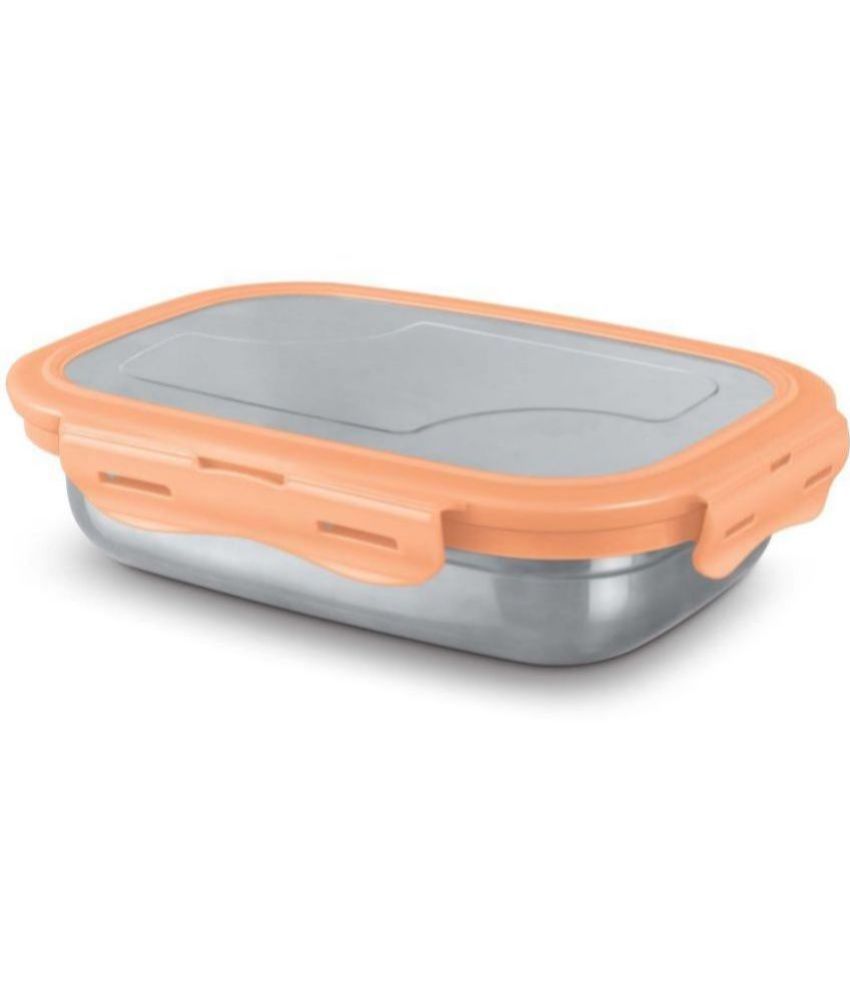     			Milton Robust 900 Stainless Steel Tiffin Box with 4 Side Lock Lid, 910 ml and Inner Stainless Steel Container, 135 ml, Orange | Food Grade | Air Tight | Easy to Carry | Leak Proof