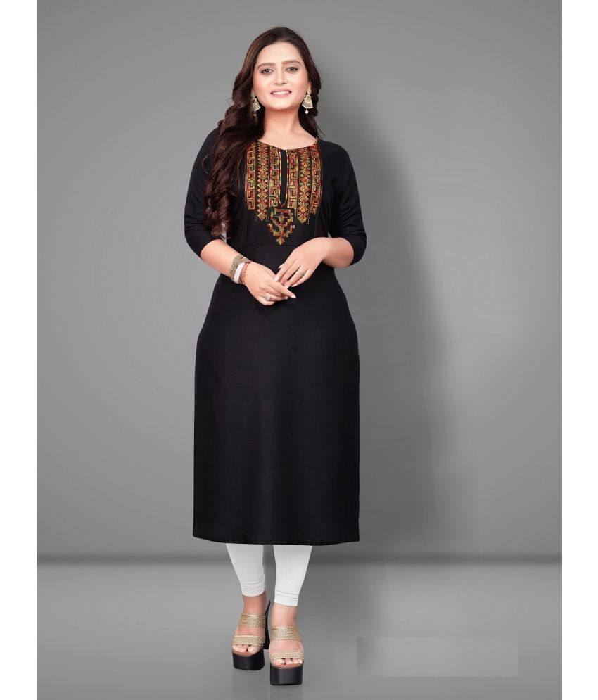     			Rangrasiya - Black Rayon Women's Straight Kurti ( Pack of 1 )