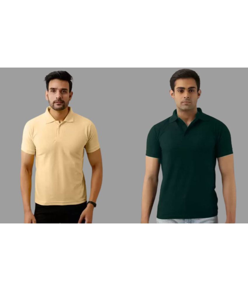     			SKYRISE - Beige Cotton Blend Slim Fit Men's Polo T Shirt ( Pack of 2 )