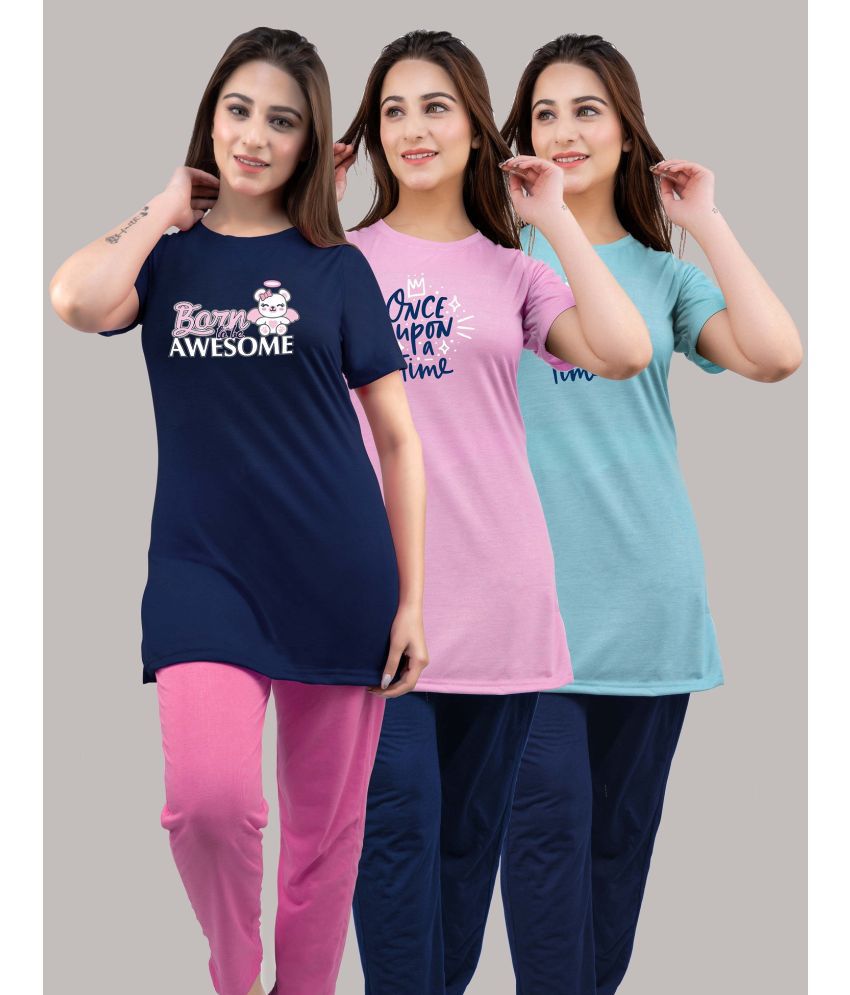     			URBE - Pink Cotton Blend Regular Fit Women's T-Shirt ( Pack of 3 )
