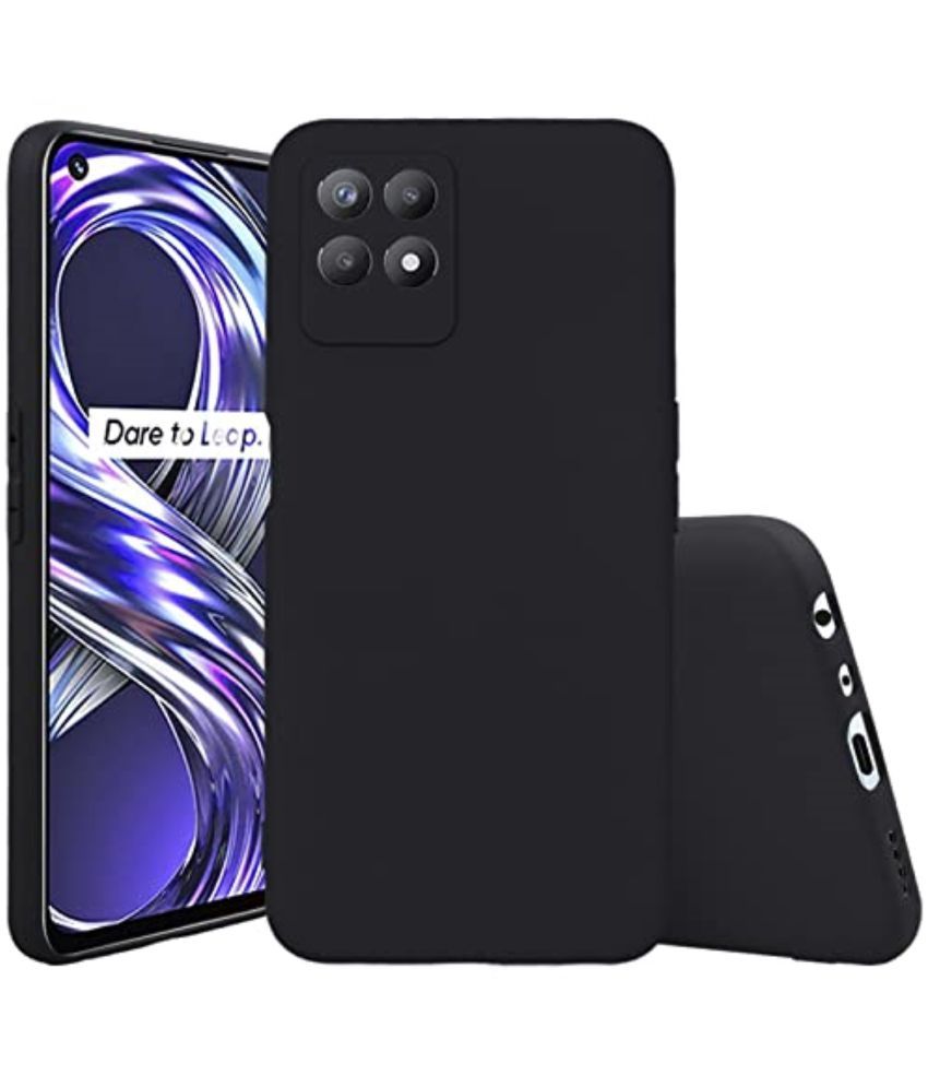     			ZAMN - Black Silicon Plain Cases Compatible For Realme 8i ( Pack of 1 )