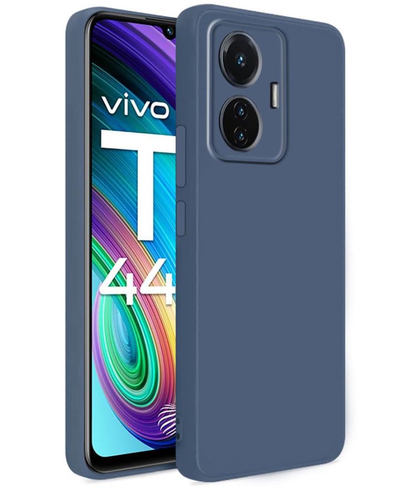     			ZAMN - Blue Silicon Plain Cases Compatible For Vivo T1 44W ( Pack of 1 )