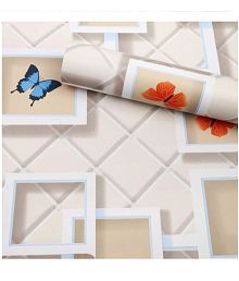 Gatih - Butterflies Wallpaper PVC Self-Adhesive Butterfly Wallpaper ( 45 x 500 ) cm ( Pack of 1 )