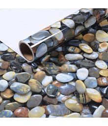 Gatih - Round Stone Marble Gloss Self Adhesive Wallpaper ( 40 x 300 ) cm ( Pack of 1 )