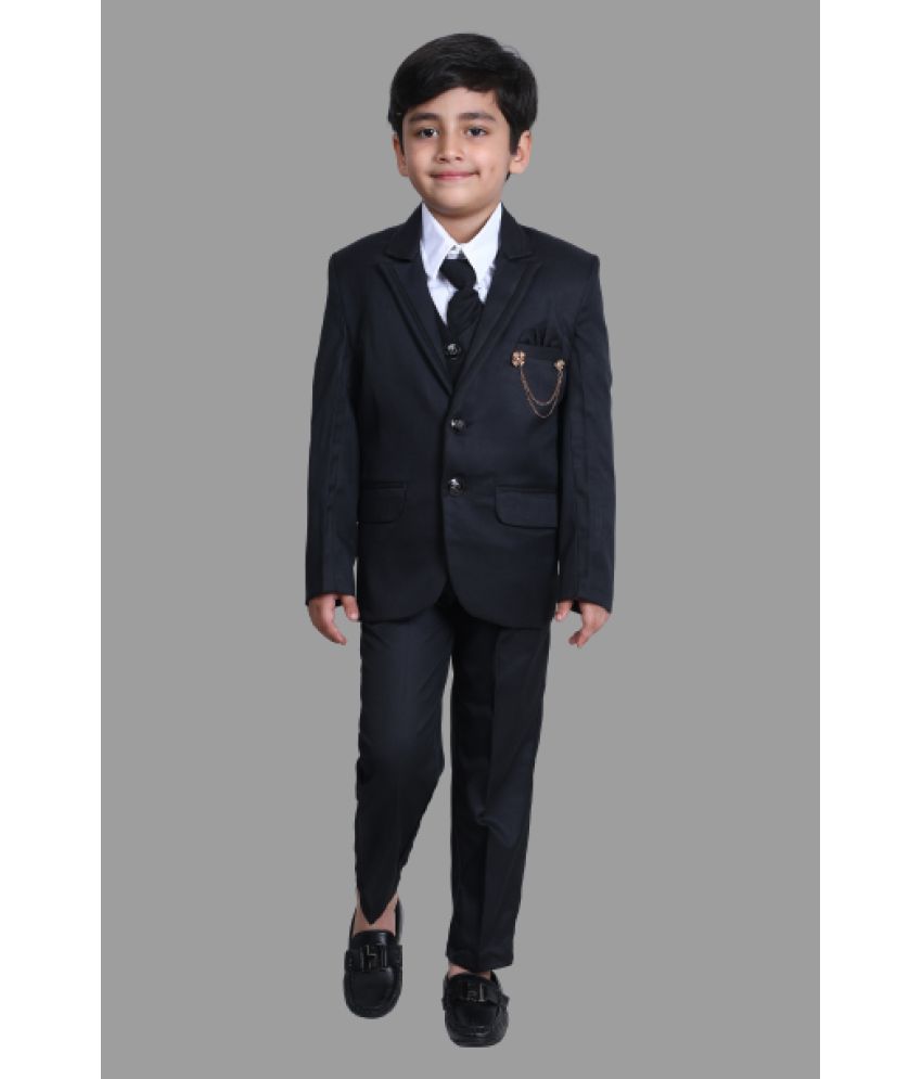 DKGF Fashion - Black Polyester Boys 3 Piece Suit ( Pack of 1 )