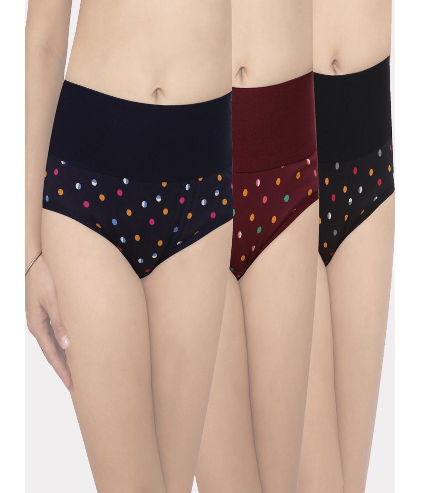     			In Shape Lingerie Pack of 3 Cotton Printed Women's Briefs ( Multi Color )