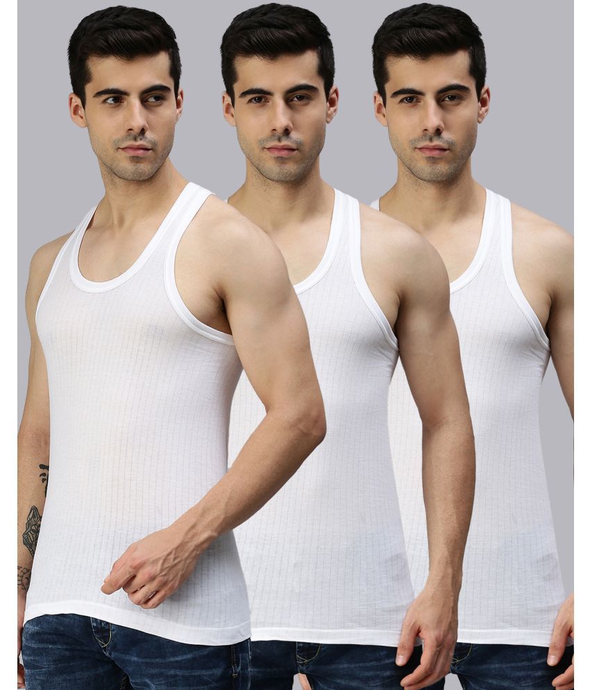     			Pack of 3 Lux Cozi - White Cotton Men's Vest