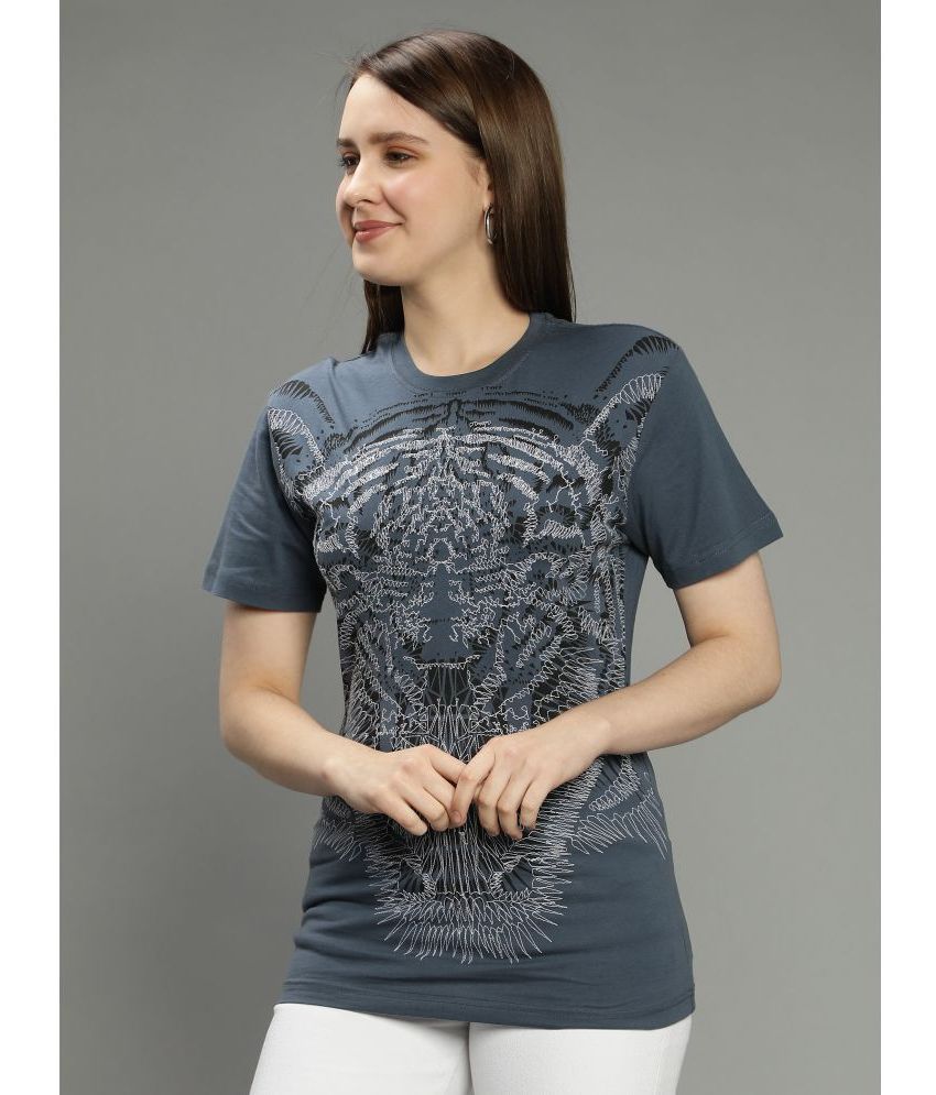     			NUEVOSDAMAS - Blue Cotton Blend Regular Fit Women's T-Shirt ( Pack of 1 )