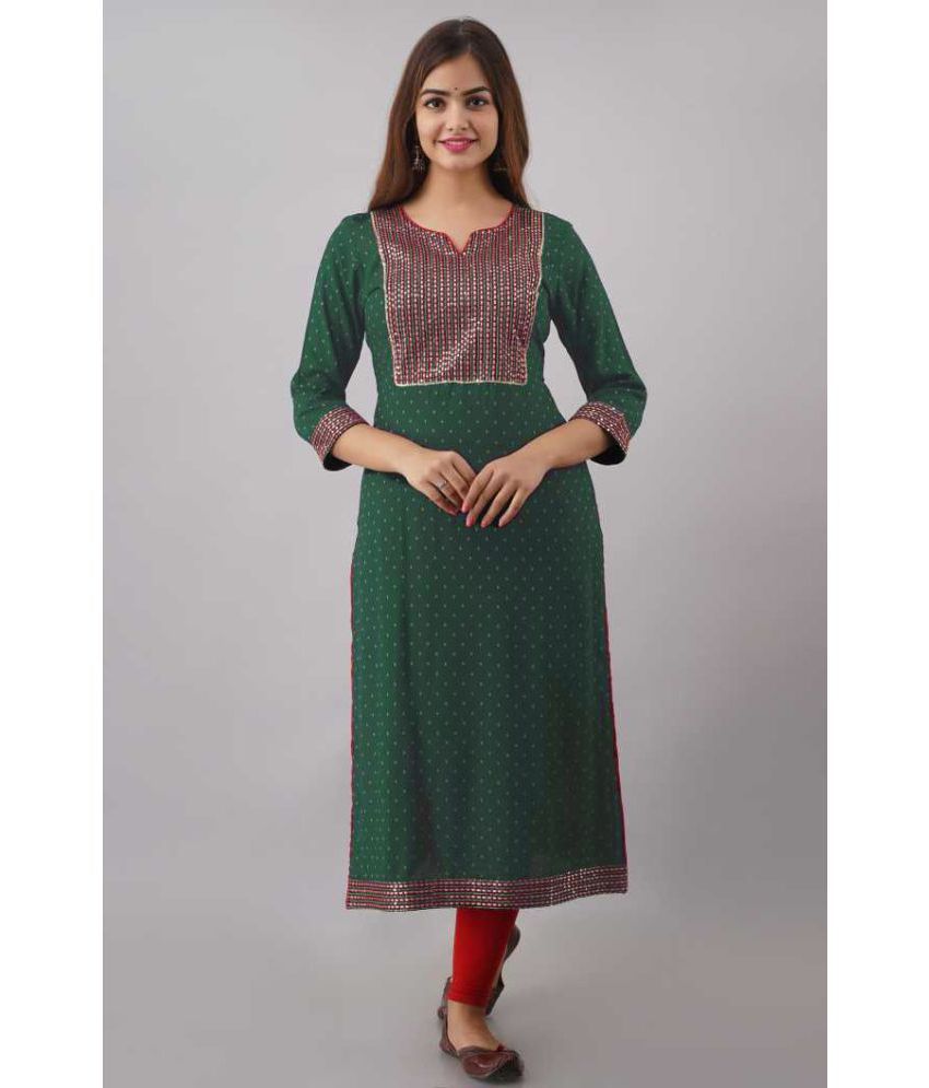     			OFLINE SELCTION - Green Cotton Blend Women's Straight Kurti ( Pack of 1 )